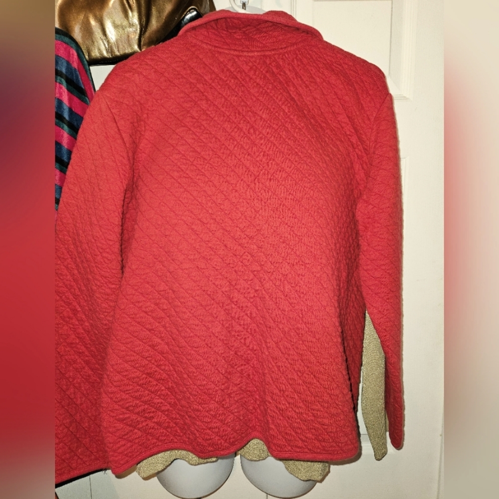#333 Vintage- Cherokee- Tru Red Quilted Zip-up Jacket w Pockets- Sz. L/XL - Picture 2 of 4